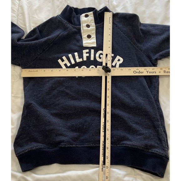 Tommy Hilfiger 1985 Boys Henley Sweatshirt 3 Button Collar Navy Blue LG 16/18 - Picture 10 of 10